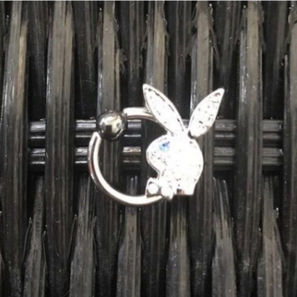 playboy crystal belly button navel ring jewelry Blue eye